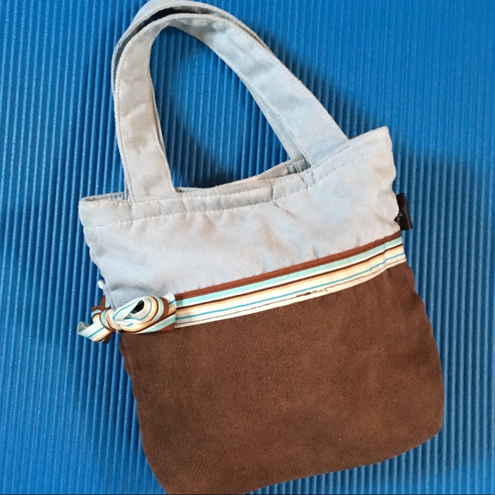 Blue and brown suede pocketbook